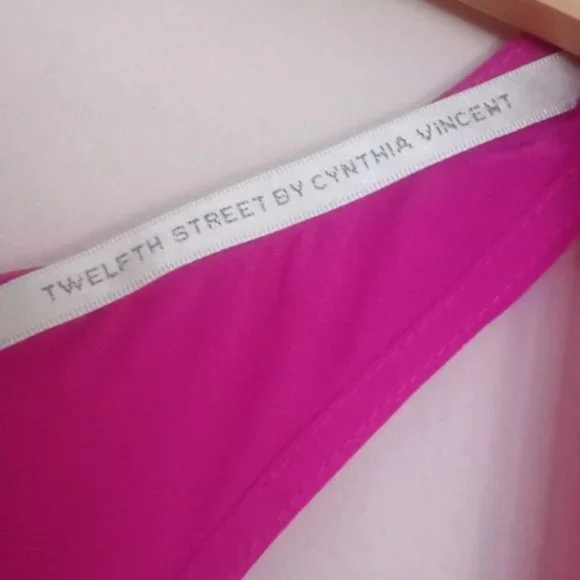 Anthropologie Twelfth Street- Cynthia Vincent Hot Pink Barbiecore Jumpsuit Silk - Picture 7 of 12